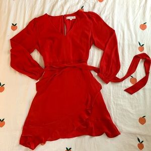 Ann Taylor Loft Longsleeve Red Dress